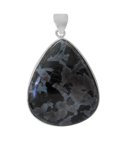 Teardrop Indigo Gabbro Pendant, Sterling Silver